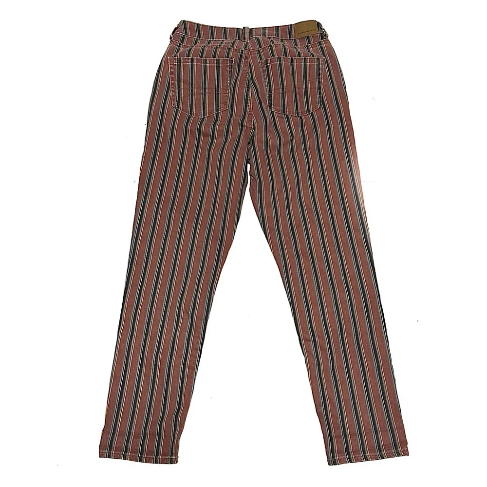 American Eagle Striped High Rise Mom Jeans